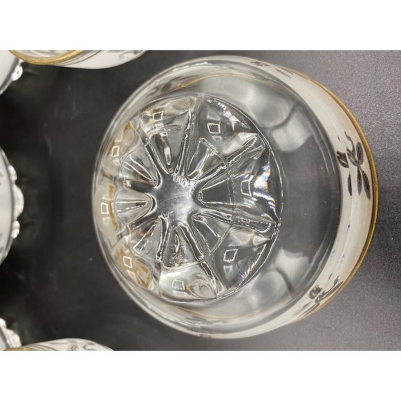 6 Vintage Frosted and Gold Leaf design Dessert Bowls 1960's 4 1/2 inch - Picture 12 of 16